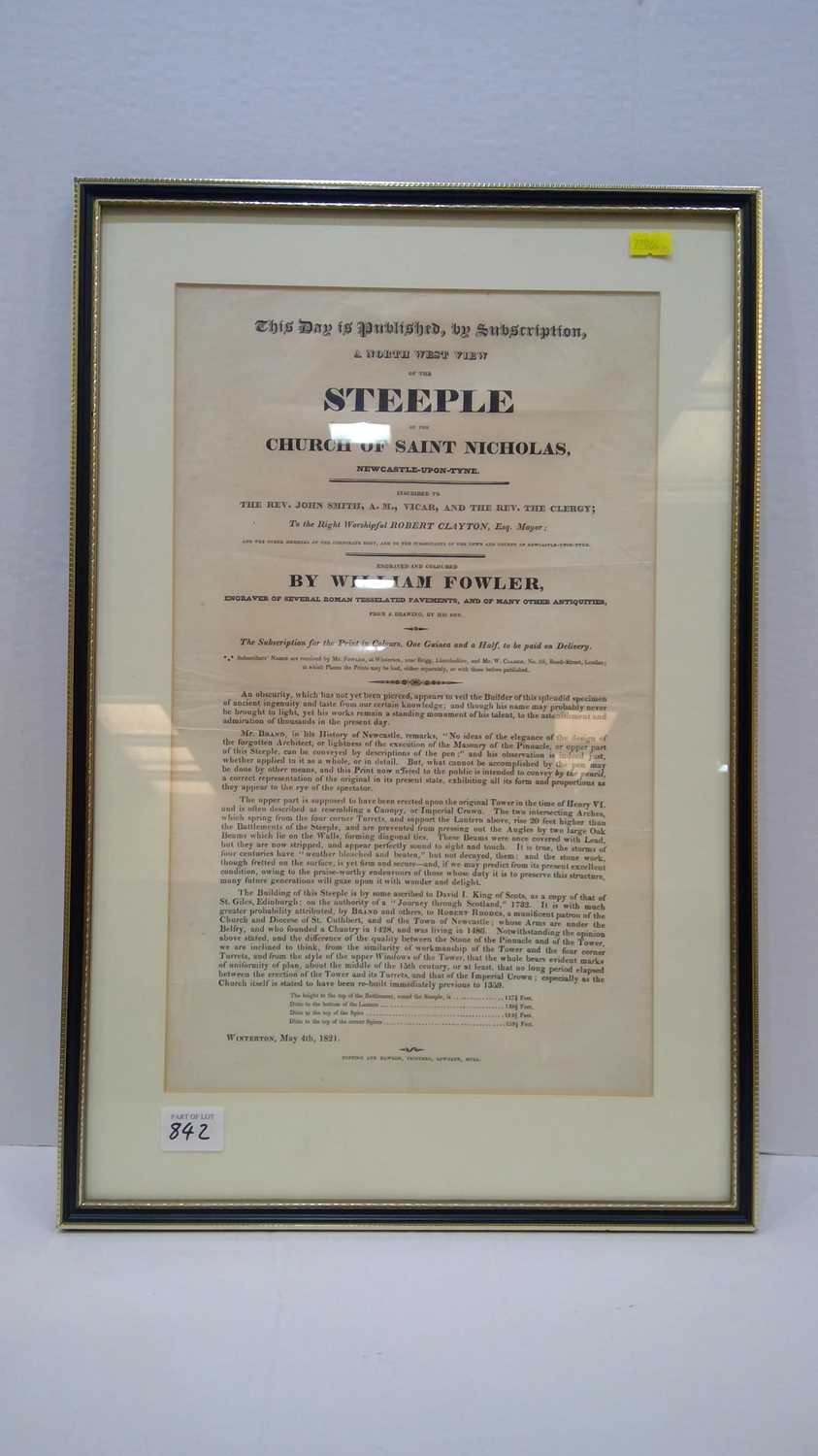 Lot 842 - After William Fowler - coloured engraving
