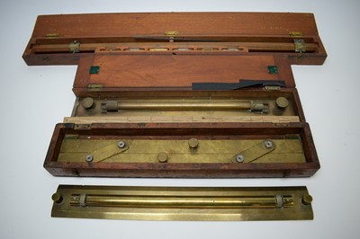 Lot 746 - Draughtsman's 23in. beam compass MkII; and three brass parallel rules.