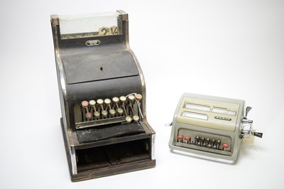 Lot 745 - A pre-decimal shop counter till; and a Facit office calculator.