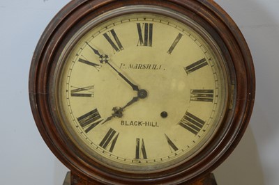 Lot 51 - P. Marshall, Black-Hill late 19th C drop dial wall clock.