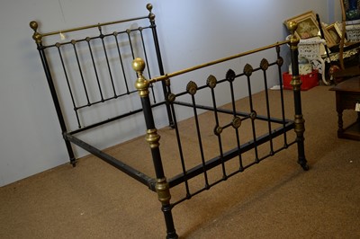 Lot 118 - Brass and black painted double bedstead