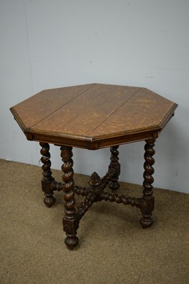 Lot 98 - Late Victorian octagonal oak centre table.
