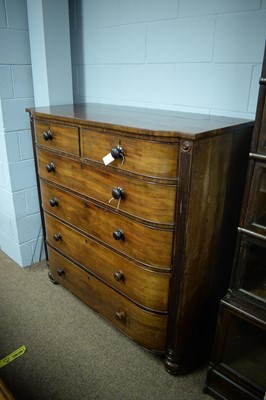Lot 123 - Early 19th C bowfront chest of drawers.