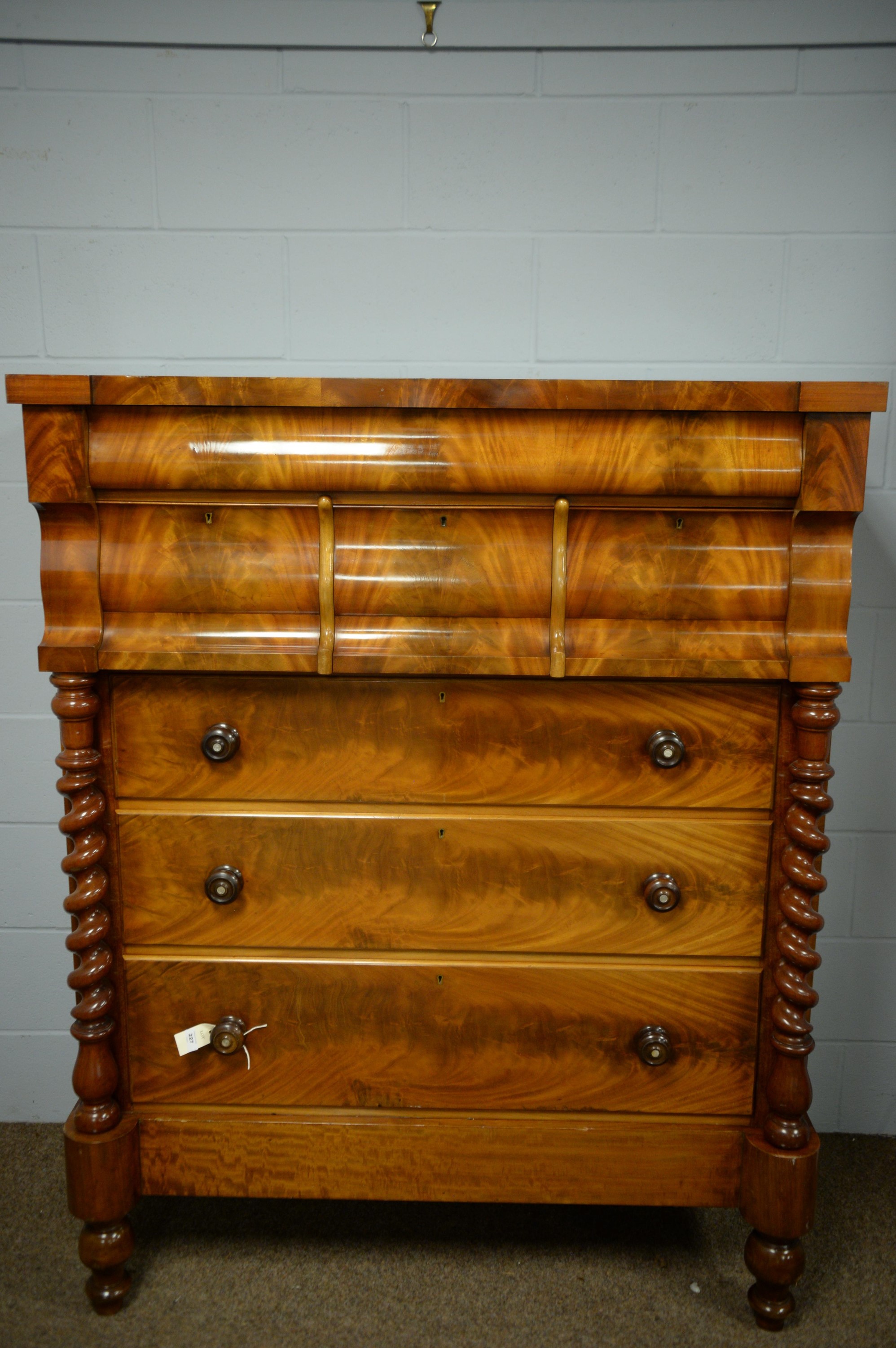 Lot 227 Victorian mahogany Scotch chest.