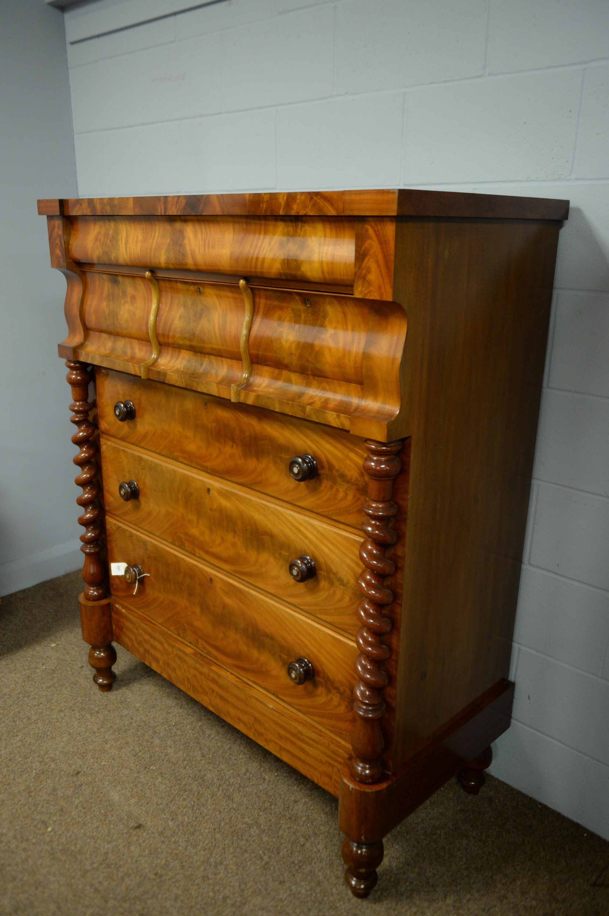 Lot 227 Victorian mahogany Scotch chest.