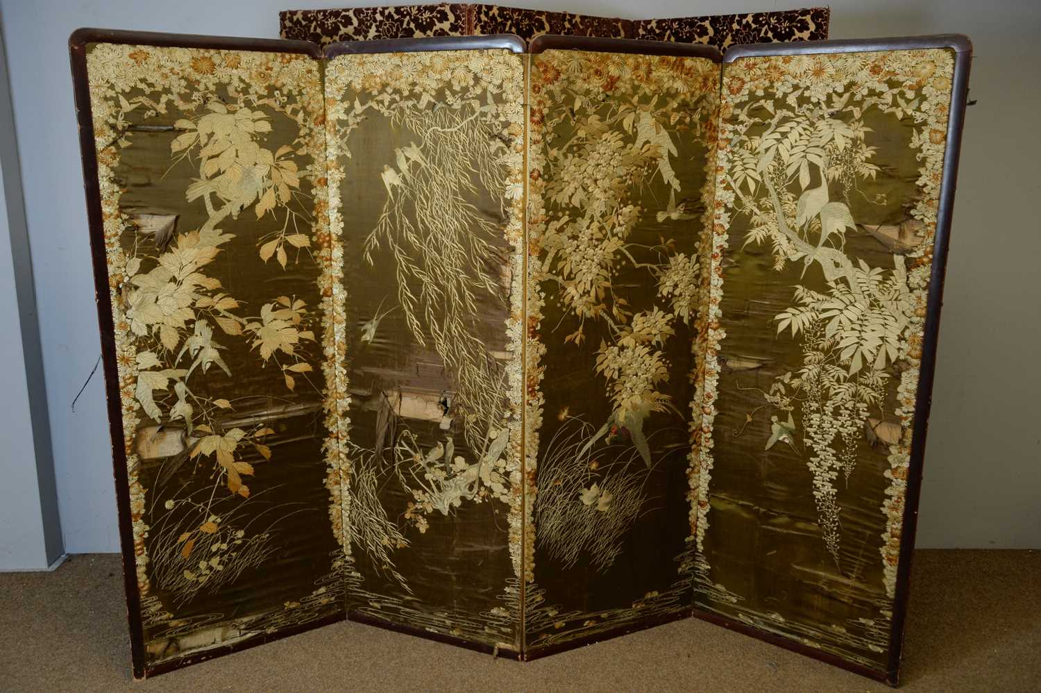 Lot 130 - Japanese screen and another