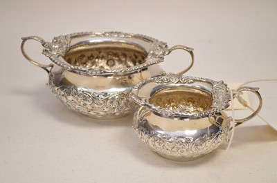 Lot 23 - Silver sugar bowl and cream jug, by Henry Stratford