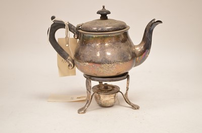 Lot 41 - Silver teapot and associated burner stand