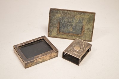 Lot 44 - Chinese silver matchbox; and two desk top items