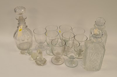 Lot 272 - Glass decanters and rummers; and brass wall lights