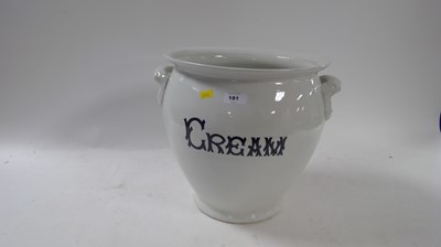 Lot 181 - Vintage cream pail; jug; and drug vase.