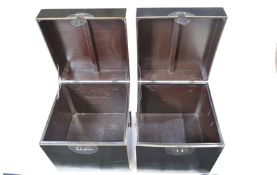 Lot 18 - Pair of modern Chinese ebonised two-handled boxes.