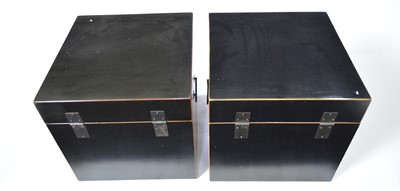Lot 18 - Pair of modern Chinese ebonised two-handled boxes.