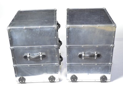 Lot 63 - Attributed to Andrew Martin: a pair of steel and leather chests.
