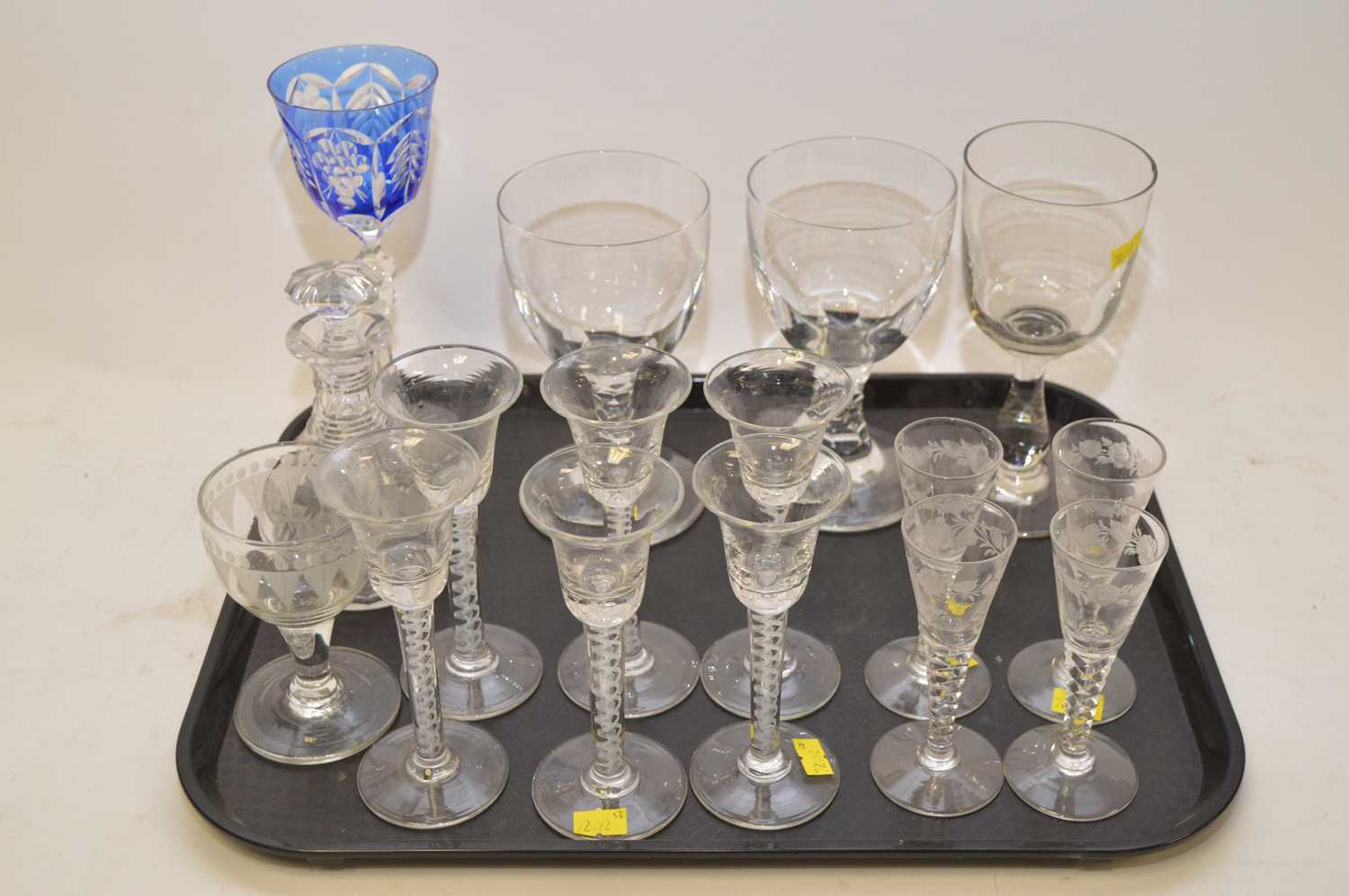 Lot 428 - Wine glasses and other glassware.