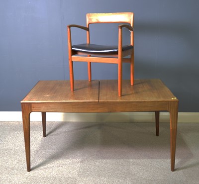 Lot 80 - 1960's teak extending dining table; and a carver chair.