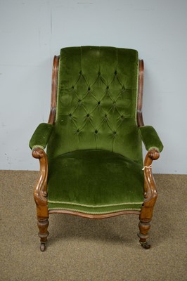 Lot 5 - Victorian button-back armchair.