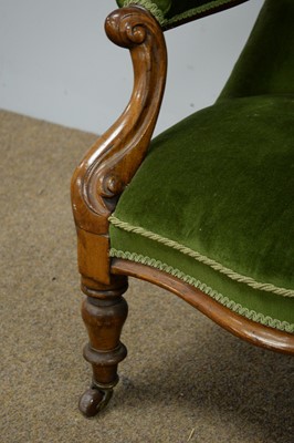 Lot 5 - Victorian button-back armchair.