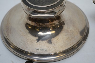 Lot 410 - Silver hallmarked inkwell, another; and other small silver items.