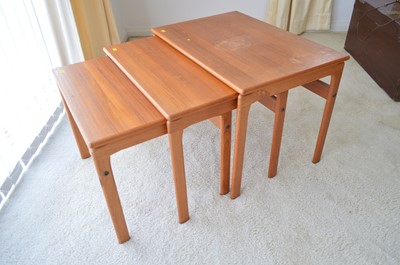 Lot 134 - Trioh: a nest of three 1970's Danish teak occasional tables.