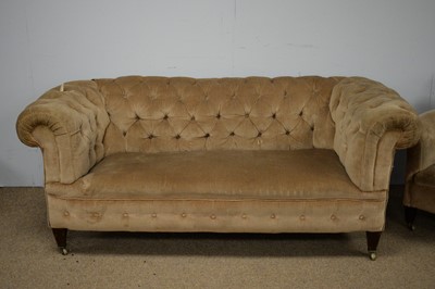 Lot 20 - Late Victorian Chesterfield style sofa; and a tub chair both by Sopwith