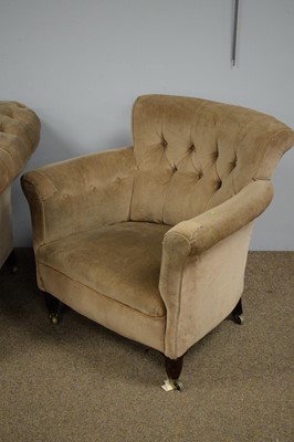Lot 20 - Late Victorian Chesterfield style sofa; and a tub chair both by Sopwith