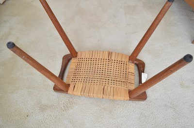 Lot 128 - A mid Century teak and woven stool.