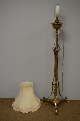 Lot 75 - Converted ornate brass lamp standard.