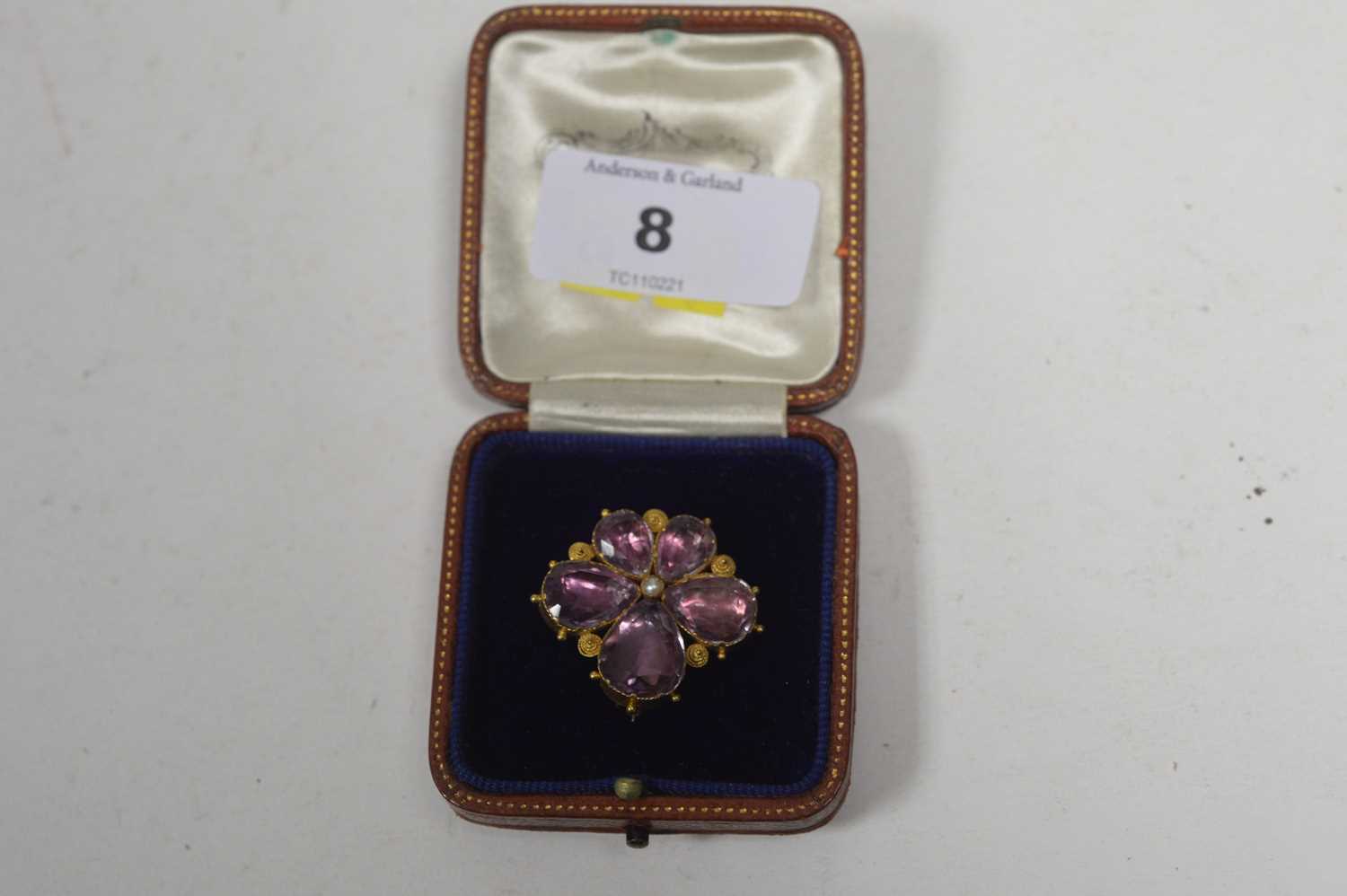 Lot 8 - A 19th Century amethyst brooch.