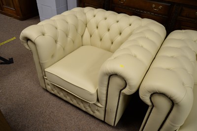 Lot 203 - Three-piece leather drawing room suite by Saxon.