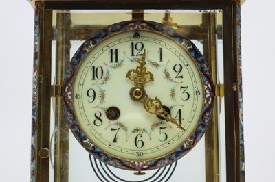 Lot 761 - Early 20th C lacquered brass-cased French mantel clock.