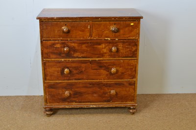 Lot 462 - Victorian stained pine chest of drawers.