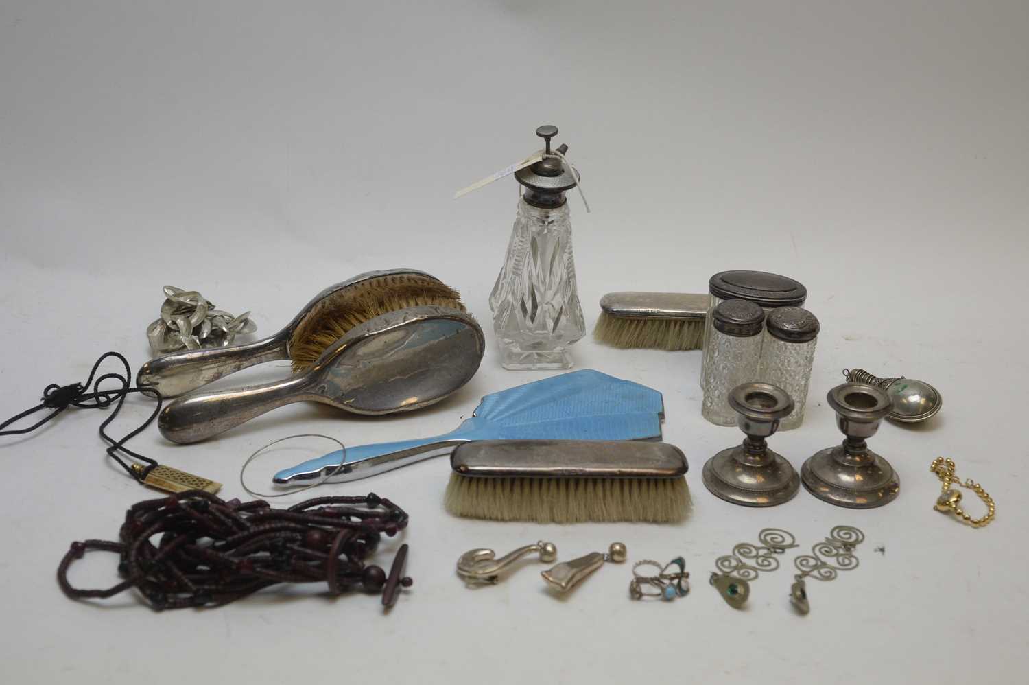 Lot 65 - Silver-mounted dressing table items; and other items.