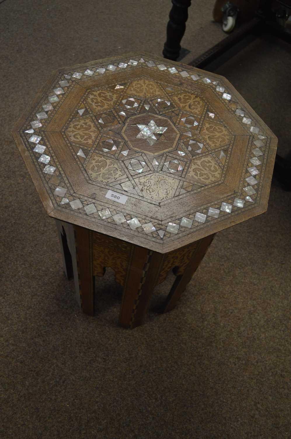 Lot 580 - A first half 20th C Middle Eastern inlaid table.
