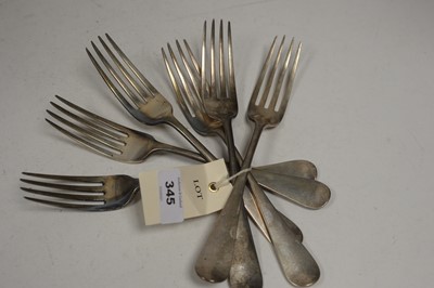 Lot 345 - A set of six Victorian silver table forks