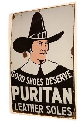 Lot 1103 - Puritan Leather Shoes enamel sign.