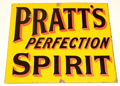 Lot 1104 - A 1930's Pratts Perfection Spirit double-sided enamel sign.