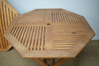 Lot 90 - 20th Century teak garden table and four chairs