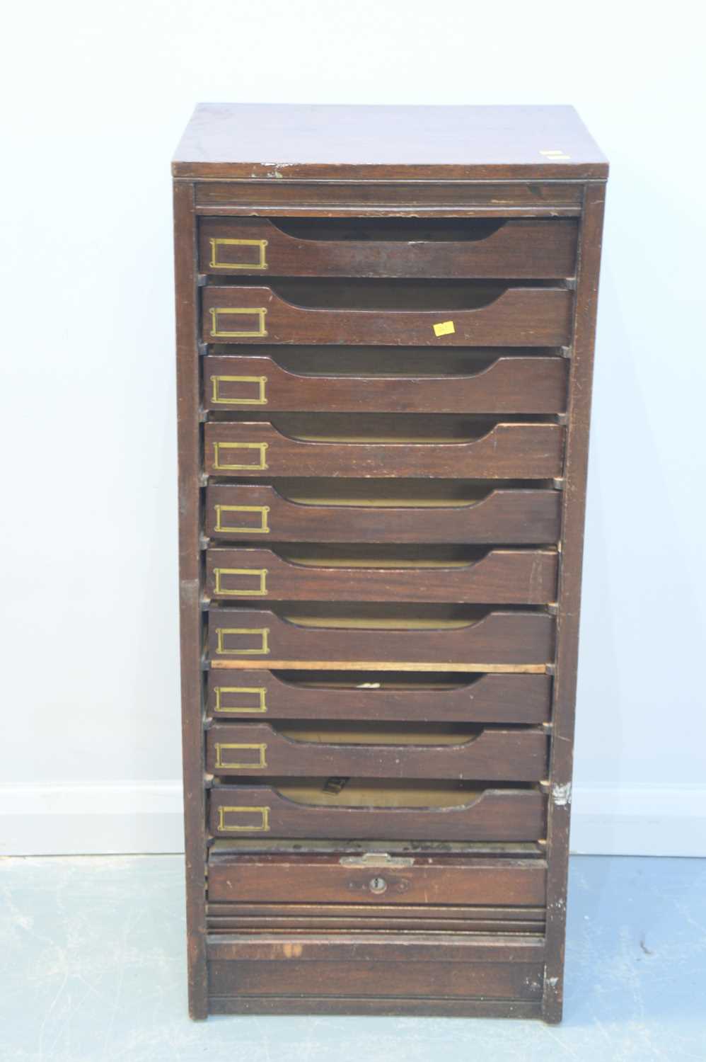 Lot 167 - Early 20th Century mahogany tambour fronted filing cabinet