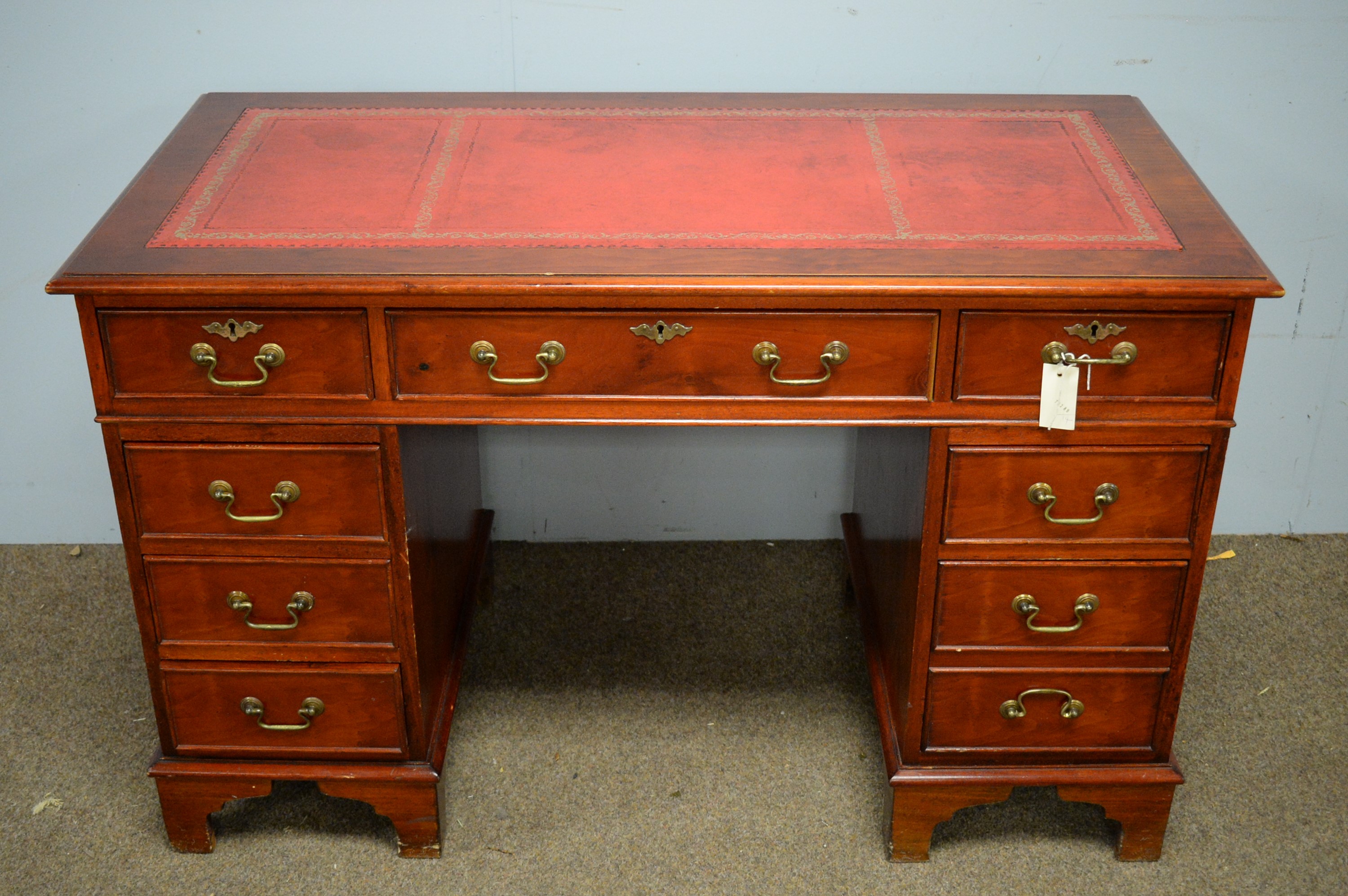 yew wood pedestal desk