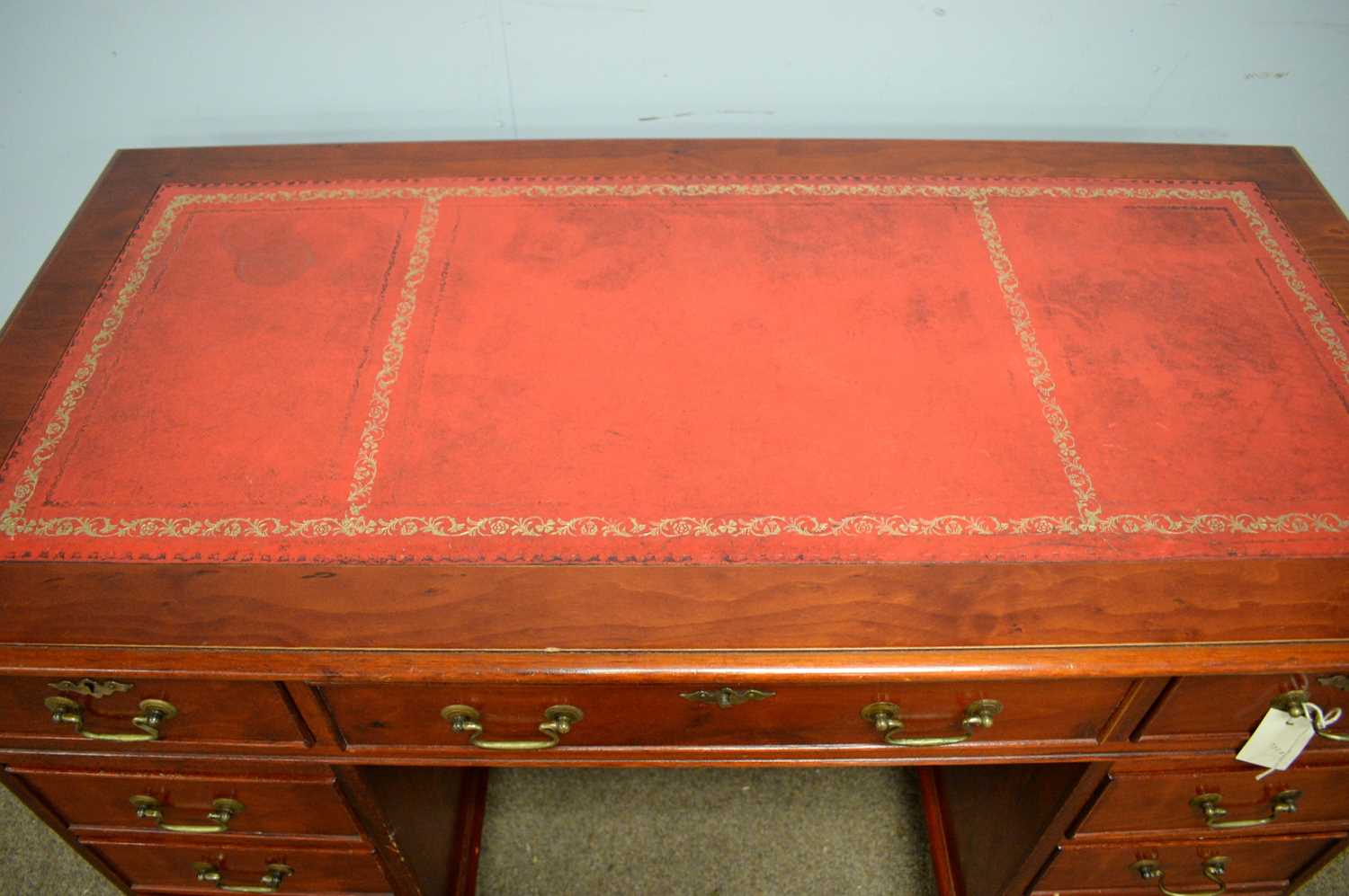 Lot 95 20th Century stained yew wood pedestal desk