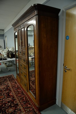 Lot 191 - Edwardian walnut wardrobe.