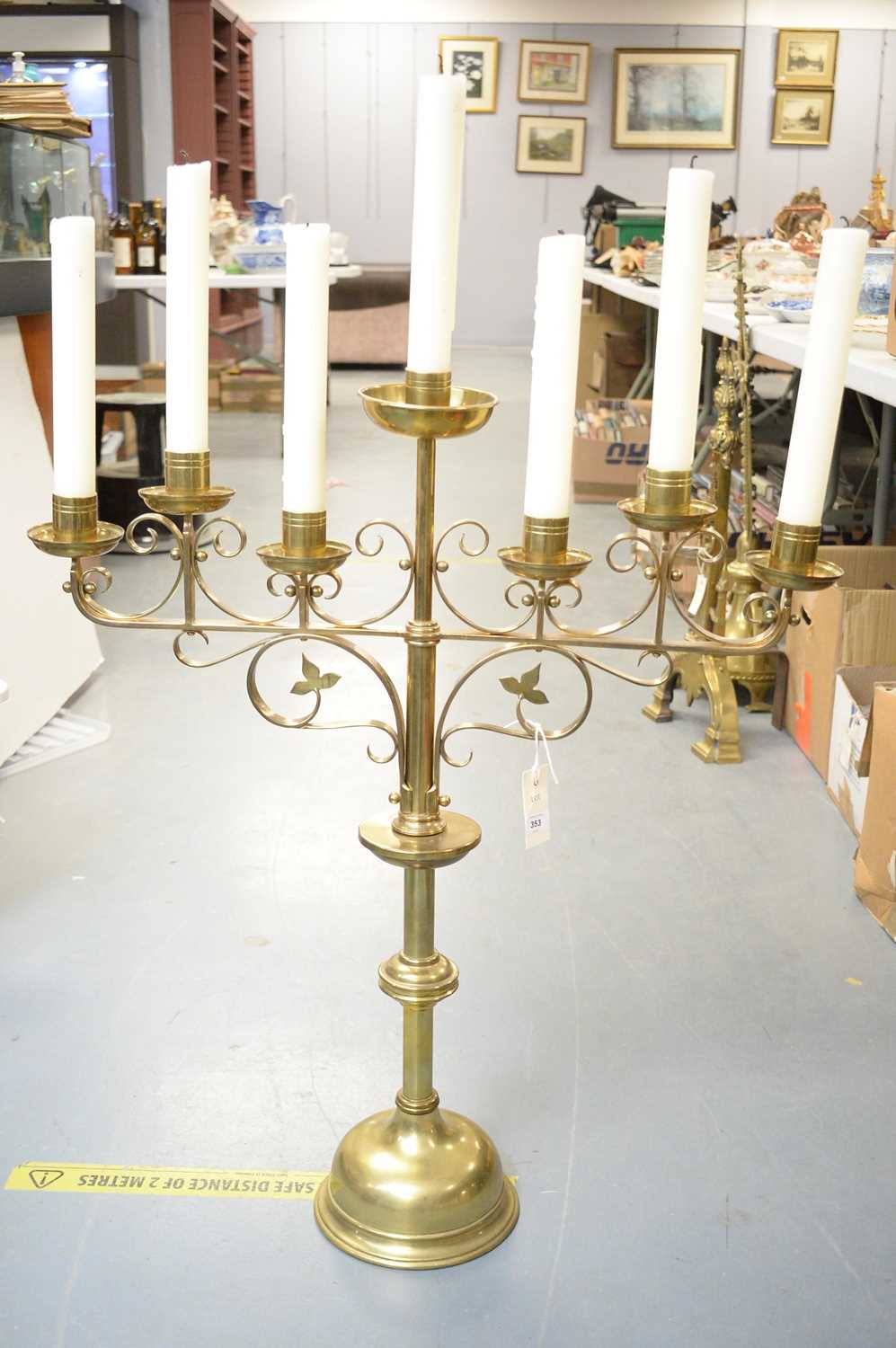 Lot 353 - A large brass ecclesiastical Gothic...