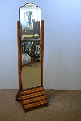 Lot 46 - Art Deco walnut framed cheval mirror