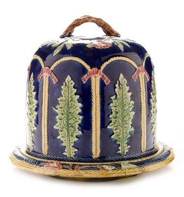 Lot 504 - Staffordshire Majolica cheese dome and stand