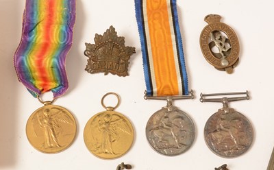 Lot 1015 - Two brothers WW1 medal groups with commemoration plaques