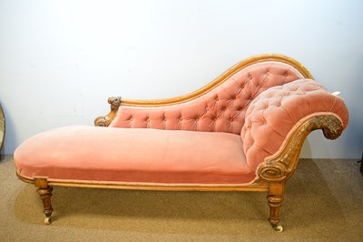 Lot 30 - Victorian walnut chaise longue.