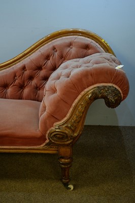 Lot 30 - Victorian walnut chaise longue.
