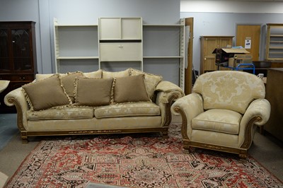 Lot 144 - Large Duresta sofa, matching armchair and a selection of scatter cushions.