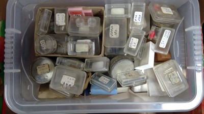 Lot 276 - Boxes of watch parts and watch glasses, various.
